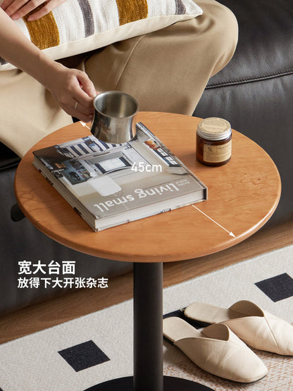 实木升降边几客厅中古风小茶几阳台圆几包豪斯沙发边桌