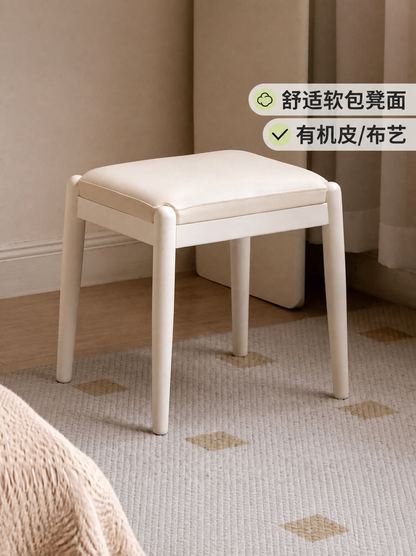 实木化妆凳现代简约卧室梳妆凳小户型白色换鞋凳子