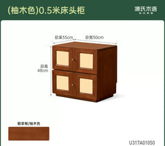 实木床头柜卧室黑色储物柜床边小柜子中古风收纳柜