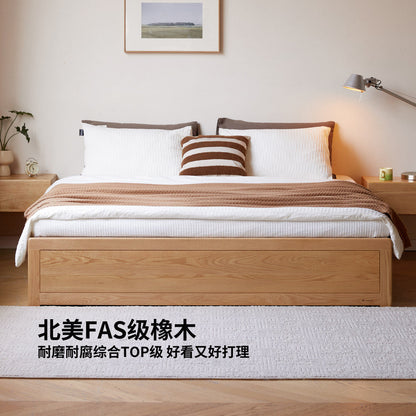 全实木床现代简约橡木无床头榻榻米床北欧主卧储物箱体床