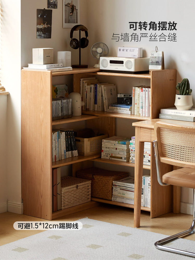 实木书架小户型书房转角置物架橡木简约可伸缩收纳架