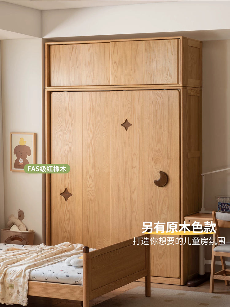 实木儿童衣柜卧室男孩女孩移门衣橱小户型推拉门柜子
