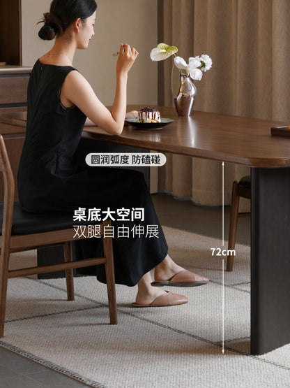 实木餐桌意式轻奢复古高级餐厅大板桌黑胡桃长桌桌子