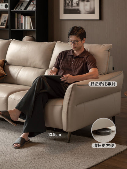 真皮沙发客厅现代简约头层牛皮直排三人位沙发