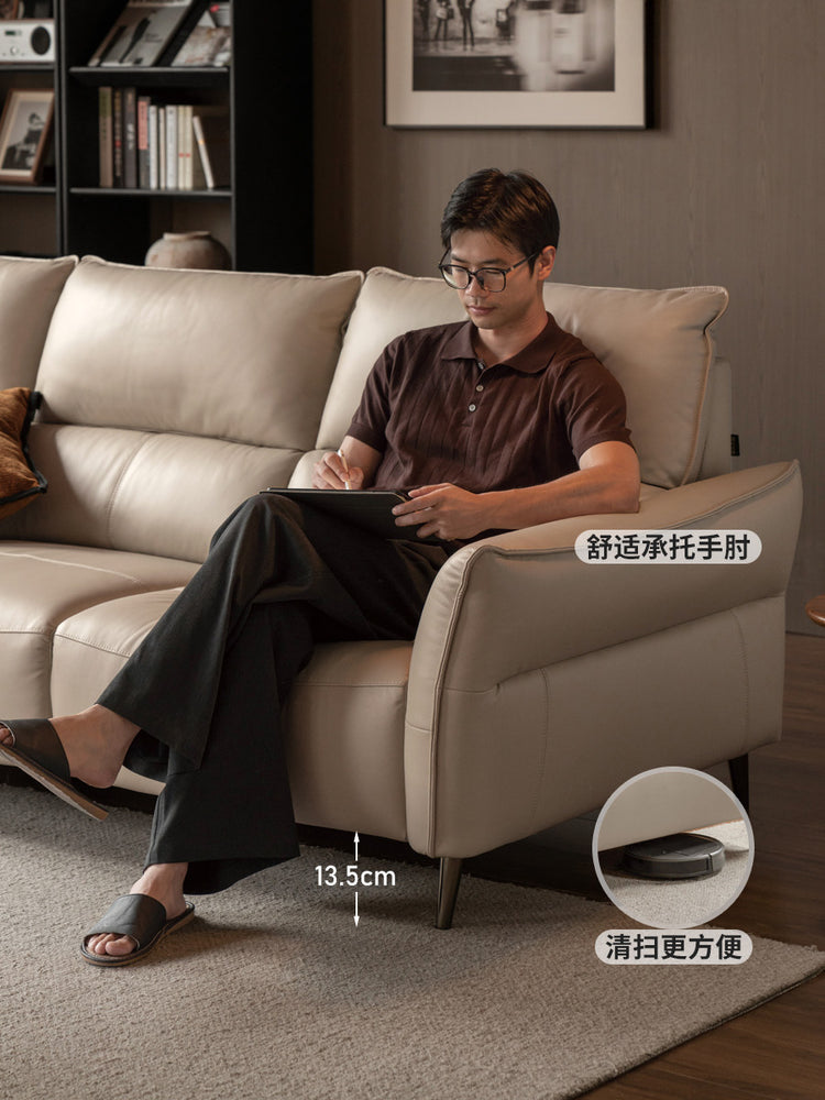 真皮沙发客厅现代简约头层牛皮直排三人位沙发