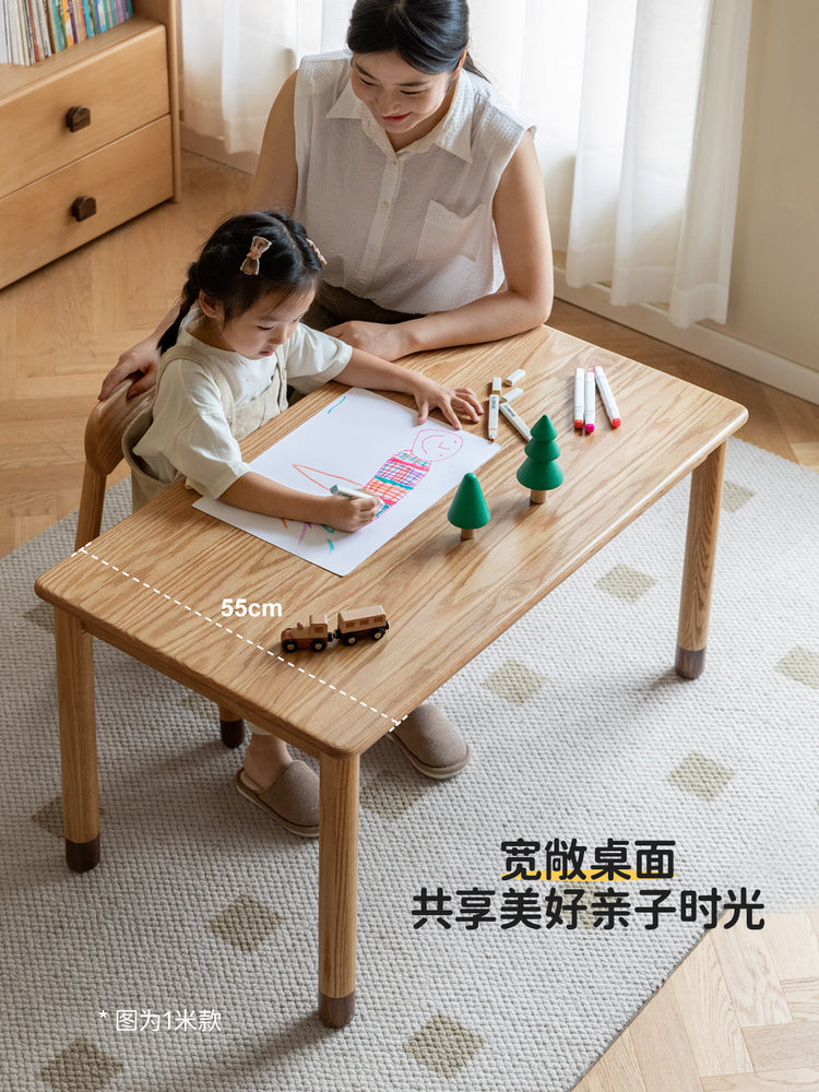 实木手工桌橡木儿童蒙氏学习桌简约学生写字桌玩具桌