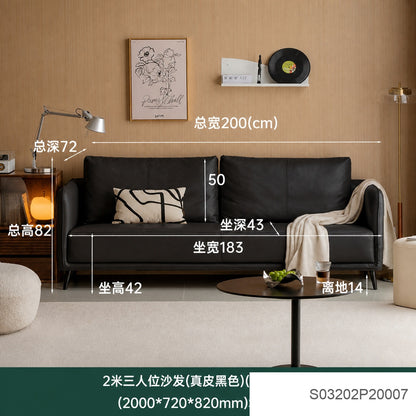 真皮沙发意式极简头层牛皮客厅小户型直排沙发