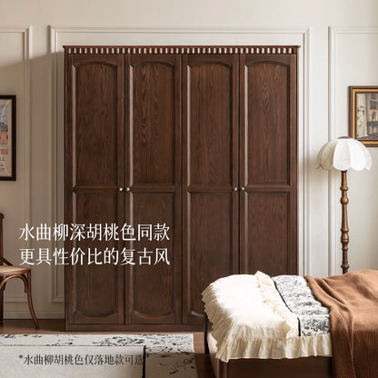 实木衣柜美式复古储物柜黑胡桃木收纳柜卧室轻奢衣橱