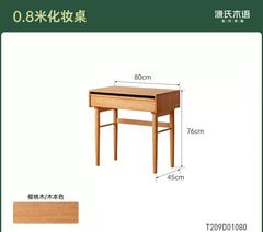 Solid wood vintage bedroom vanity table, black label cherry wood dressing table with bone inlay lines