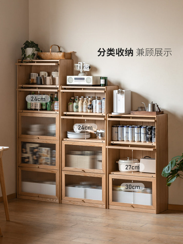 实木书柜置物柜靠墙翻门边柜组合柜收纳柜落地餐边柜