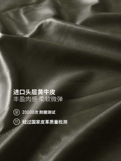 纯实木客厅轻奢黑胡桃真皮沙发小户型三人位沙发