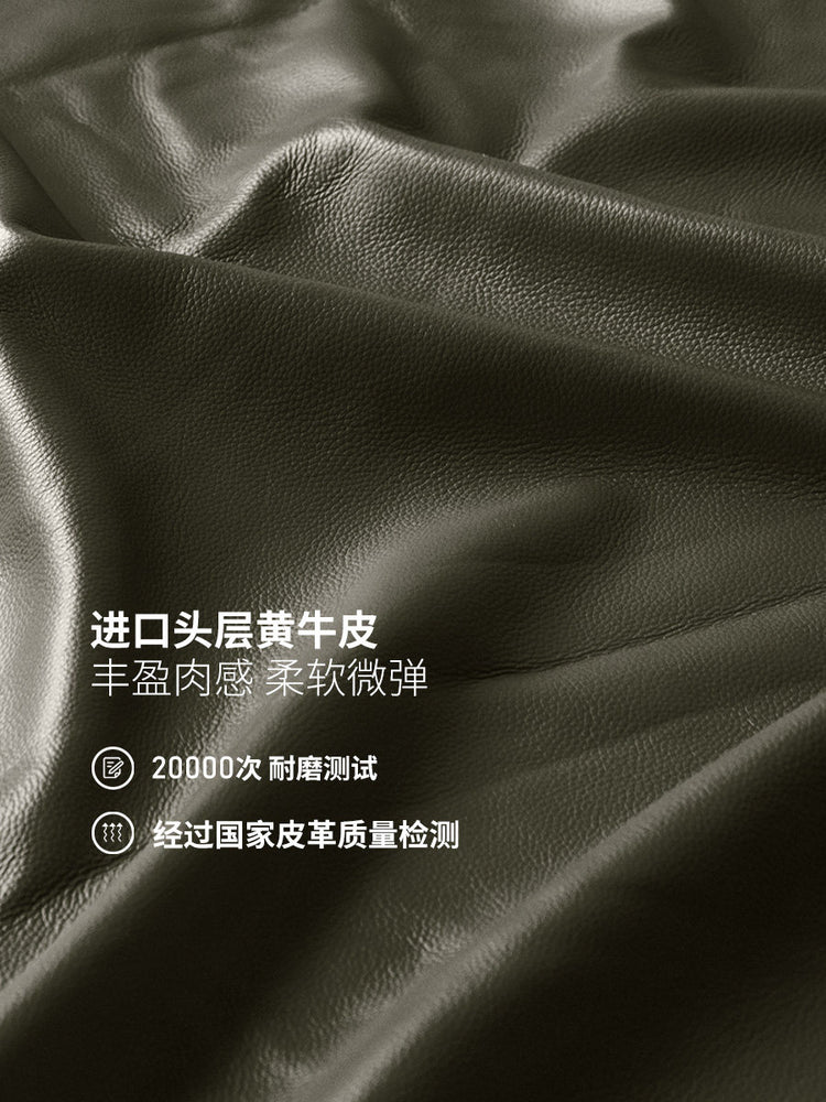 纯实木客厅轻奢黑胡桃真皮沙发小户型三人位沙发