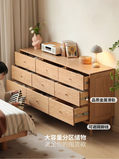 实木斗柜现代简约抽屉柜橡木斗橱北欧卧室储物柜边柜