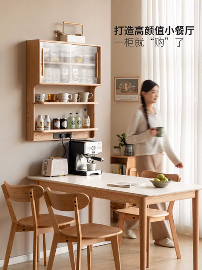 实木悬浮柜壁挂餐边柜餐桌一体小户型吊柜挂墙储物柜