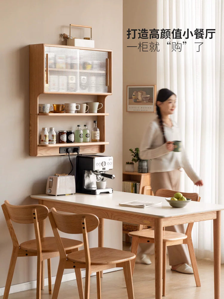 实木悬浮柜壁挂餐边柜餐桌一体小户型吊柜挂墙储物柜