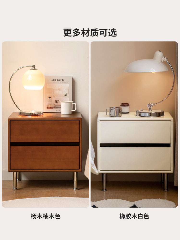 实木床头柜意式轻奢储物柜卧室床边灰色柜子收纳柜
