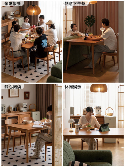 实木餐桌樱桃木中古风餐厅吃饭桌简约原木长方形桌子