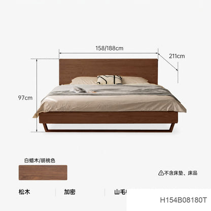 实北欧简约卧室悬浮床原木风白蜡木床橡木双人床