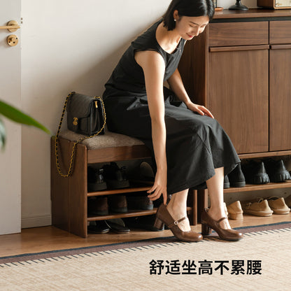 实木换鞋凳客厅现代简约脚凳门口入户橡木胡桃色鞋架