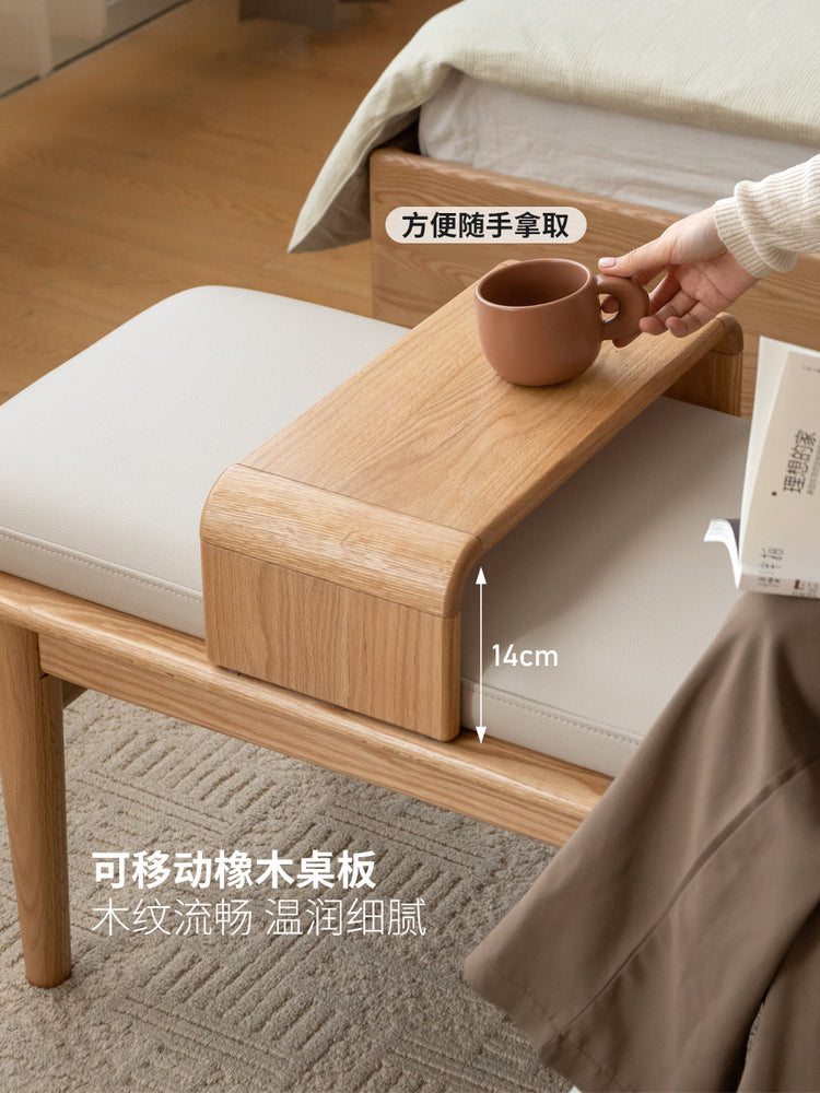 实木长凳现代简约橡木床尾凳休闲长条凳原木软包凳子