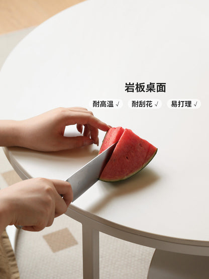 实木茶几客厅白色奶油风茶台小户型圆形简约组合茶桌