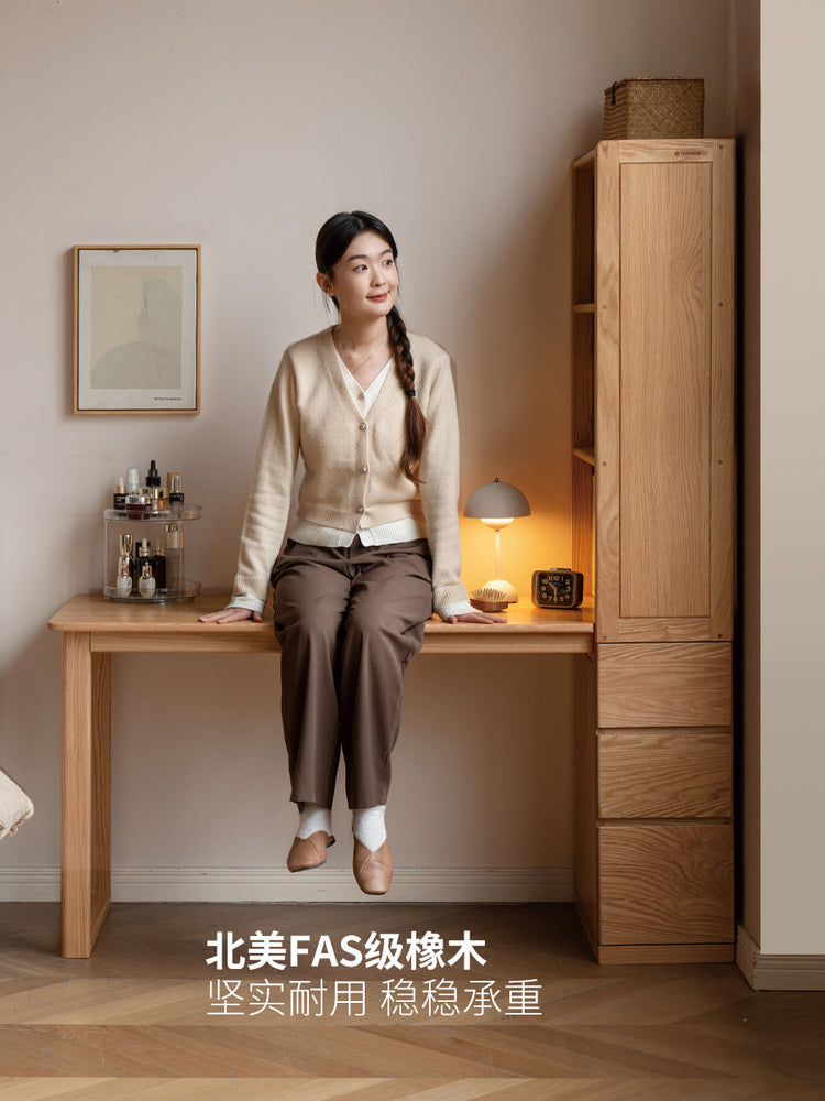 实木书桌书架一体带抽屉靠墙转角办公桌子简约书房电脑桌
