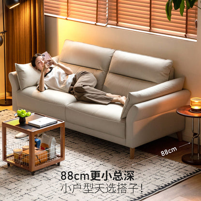 真皮沙发客厅意式轻奢直排小户型黑色双人位沙发