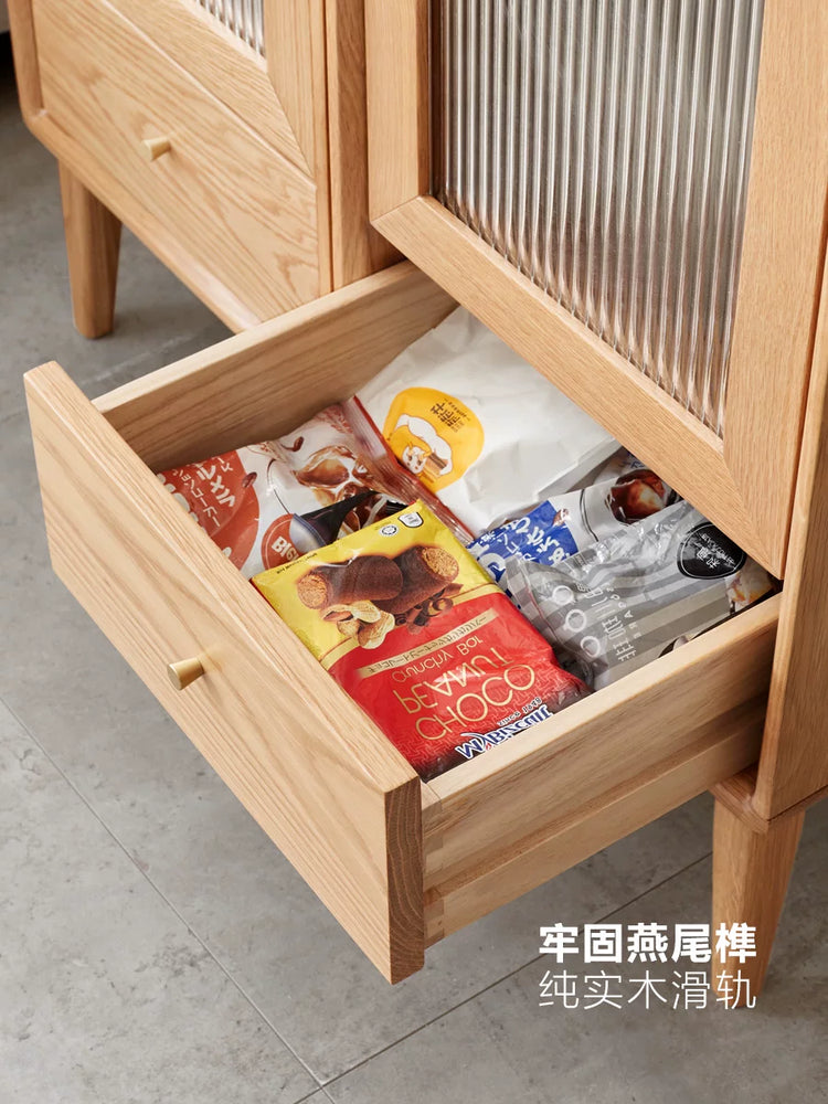 实木客厅边柜现代简约橡木置物柜北欧小户型墙角收纳窄柜
