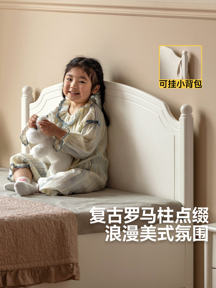 实木儿童箱体床公主床白色美式单人床卧室男孩女孩储物床