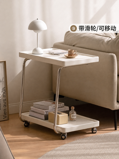 实木边几C型现代简约客厅白色可移动小茶几沙发边桌