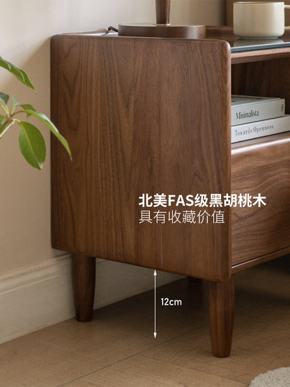 实木床头柜卧室黑胡桃木床边柜现代简约抽屉储物柜