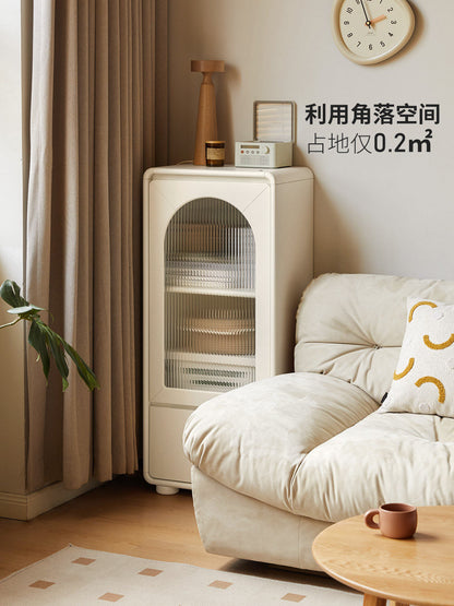 实木电视柜边柜客厅白色奶油风立柜小户型落地展示柜