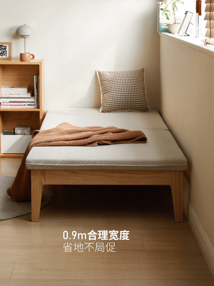 全实木折叠沙发床单人床客厅小户型橡木两用可伸缩沙发