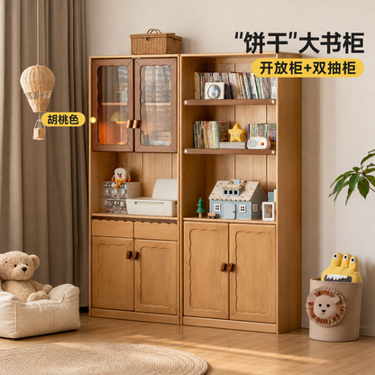 实木儿童书柜现代简约书房落地展示柜靠墙收纳储物柜