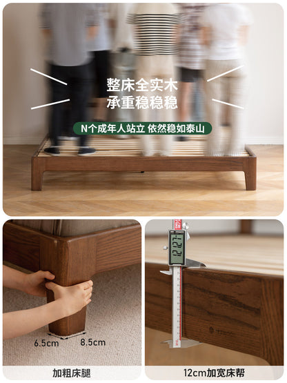 实木床真皮软靠床卧室带灯软包床布艺双人床橡木大床