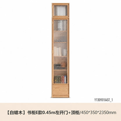 实木组合书柜现代简约白蜡木书架背景墙书橱书房落地柜子