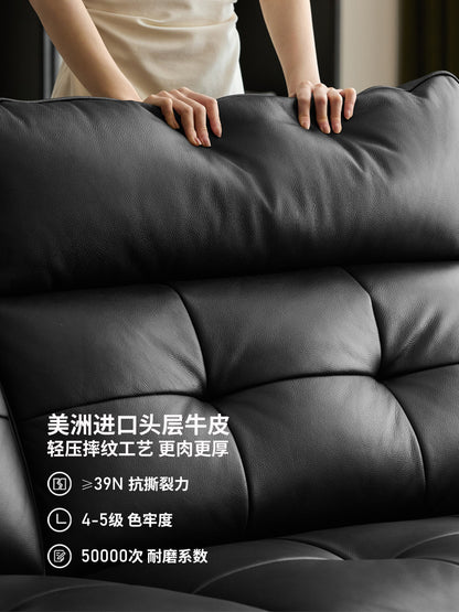 真皮沙发黑色高靠背劳伦斯头层牛皮三人位沙发