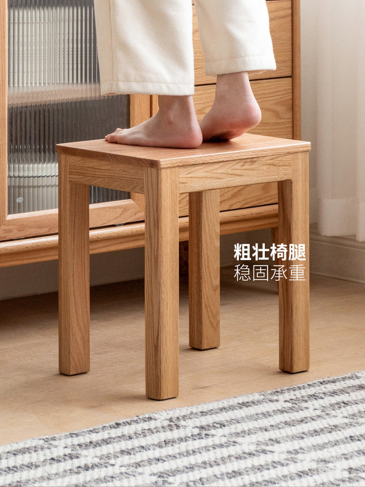 实木凳子北欧简约原木方凳餐厅餐凳换鞋凳橡木化妆凳