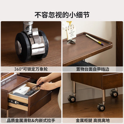 实木床头柜现代简约置物柜卧室胡桃色储物柜移动边几