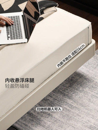 实木床现代简约悬浮床卧室夜光双人床轻奢风斜靠床