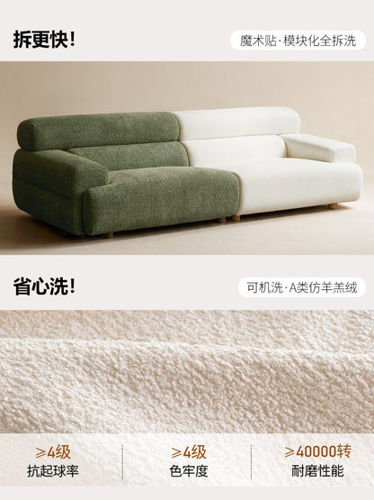 布艺沙发复古直排客厅小户型三人位模块布沙发