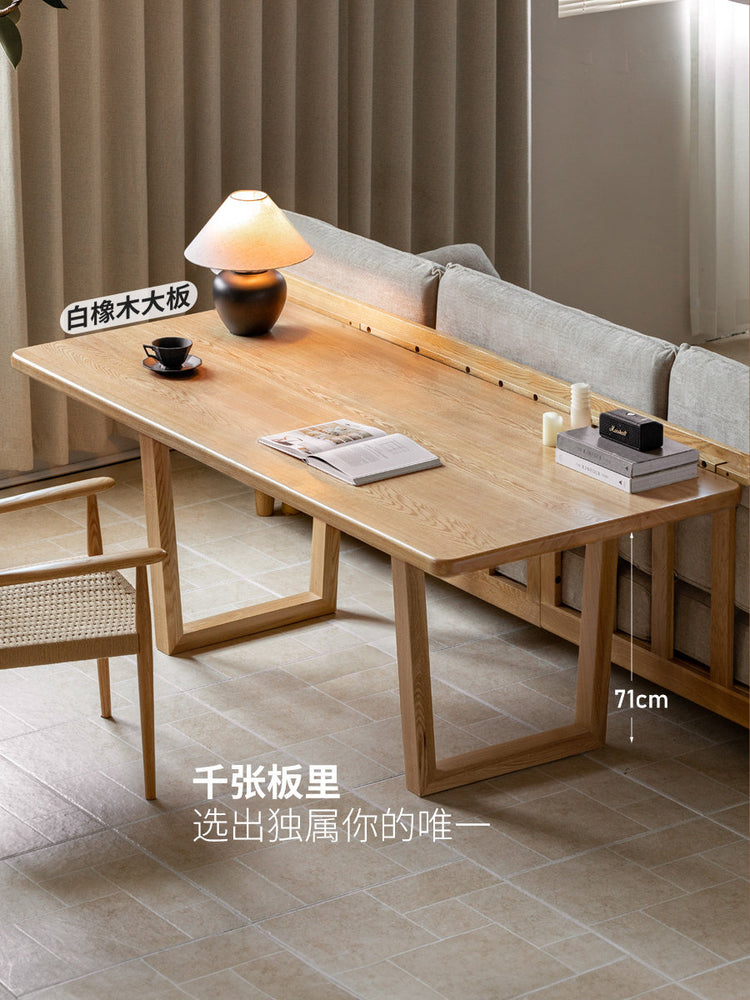实木餐桌原木大板桌餐厅侘寂风简约长桌客厅茶桌办公书桌