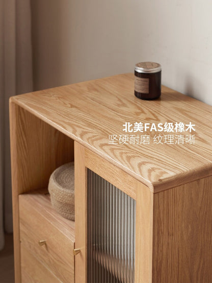 实木电视边柜北欧餐边柜橡木茶水柜客厅原木储物柜展示柜
