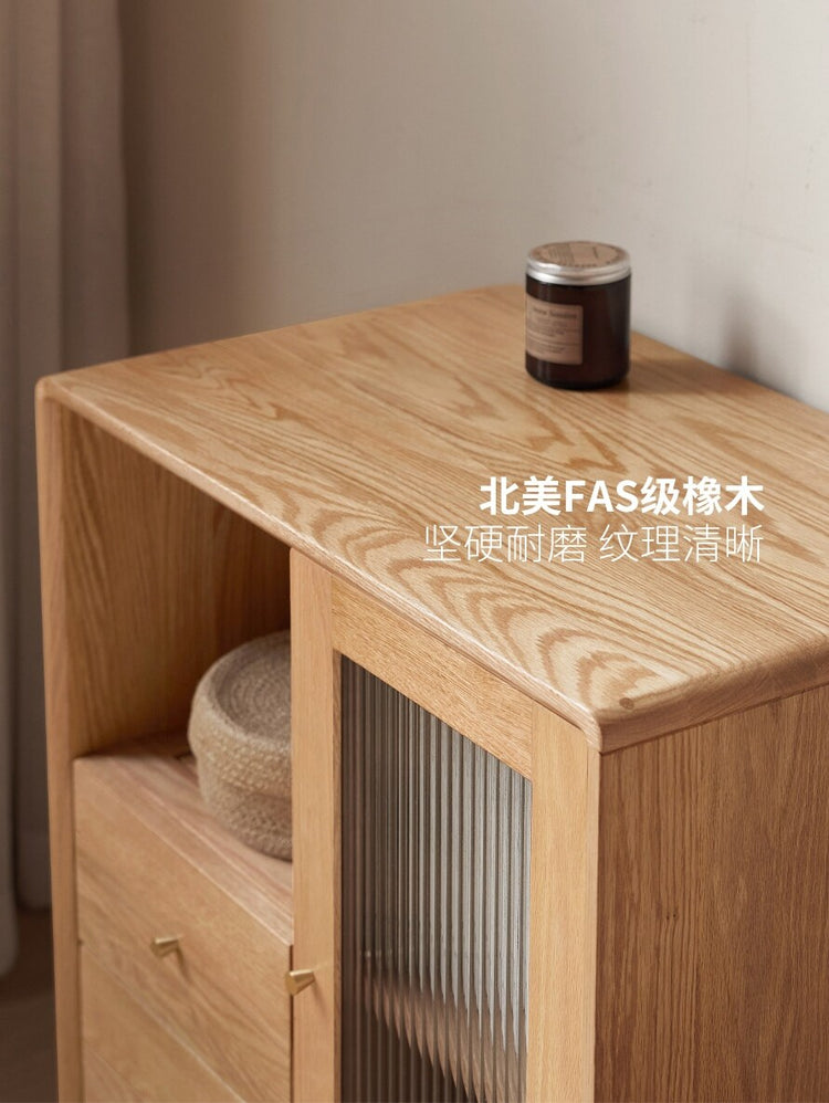 实木电视边柜北欧餐边柜橡木茶水柜客厅原木储物柜展示柜