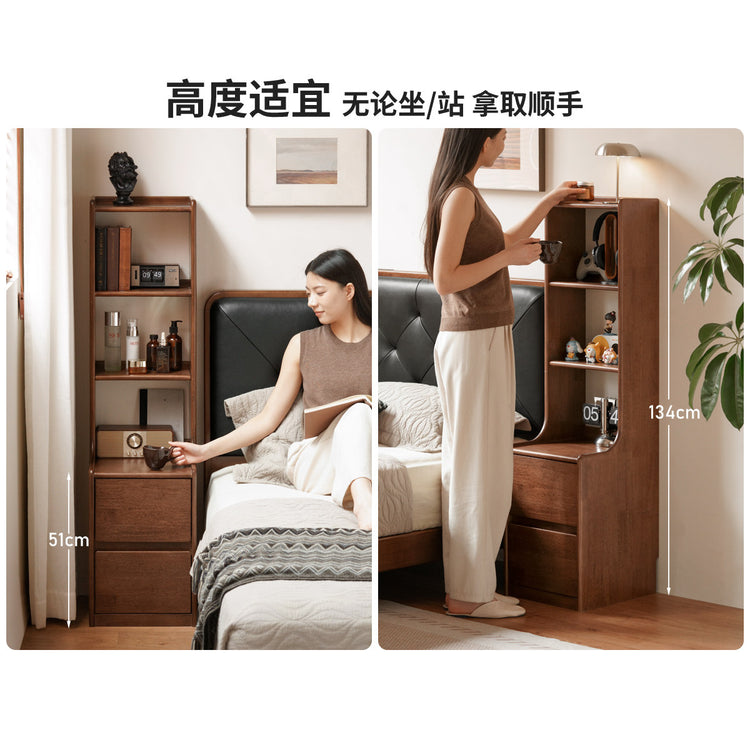 实木床头柜现代简约储物柜卧室胡桃色陈列柜收纳柜
