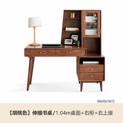 实木书桌小户型书房电脑桌橡木简约化妆桌可伸缩桌子