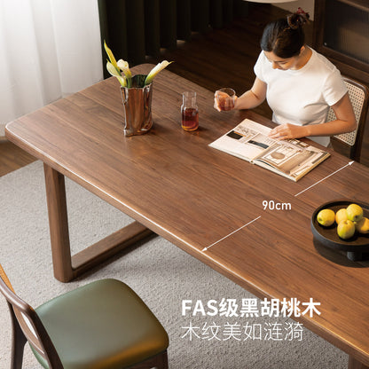 实木餐桌餐厅黑胡桃木大板桌吃饭桌子简约长桌工作台