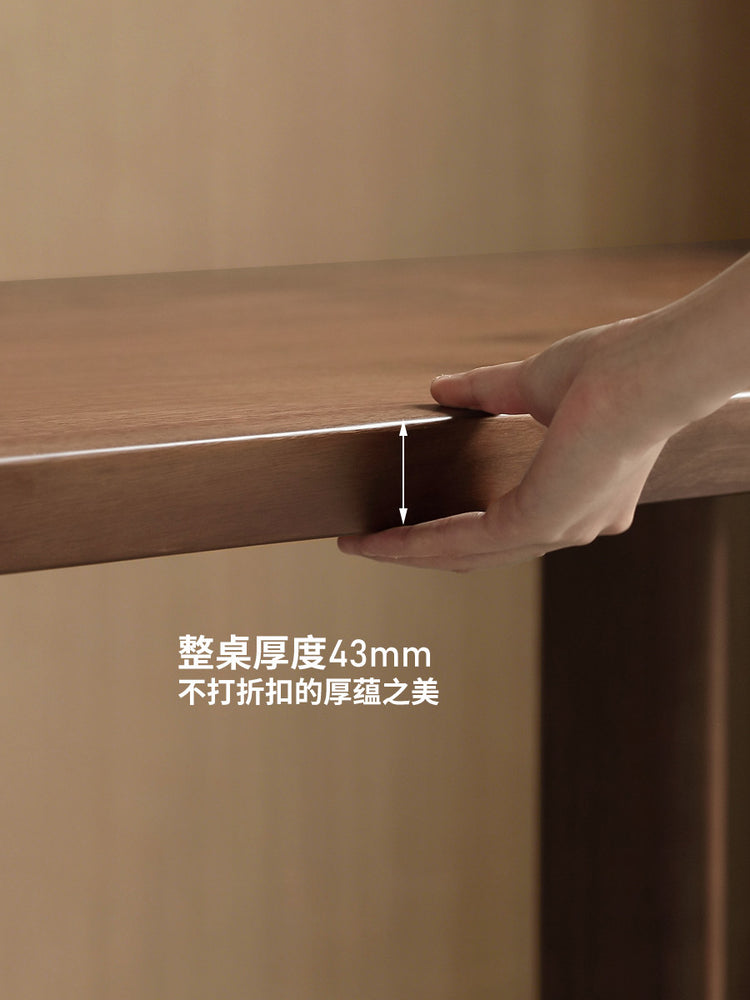 实木餐桌黑胡桃木窄桌工作台自然边大板桌横厅沙发后长桌