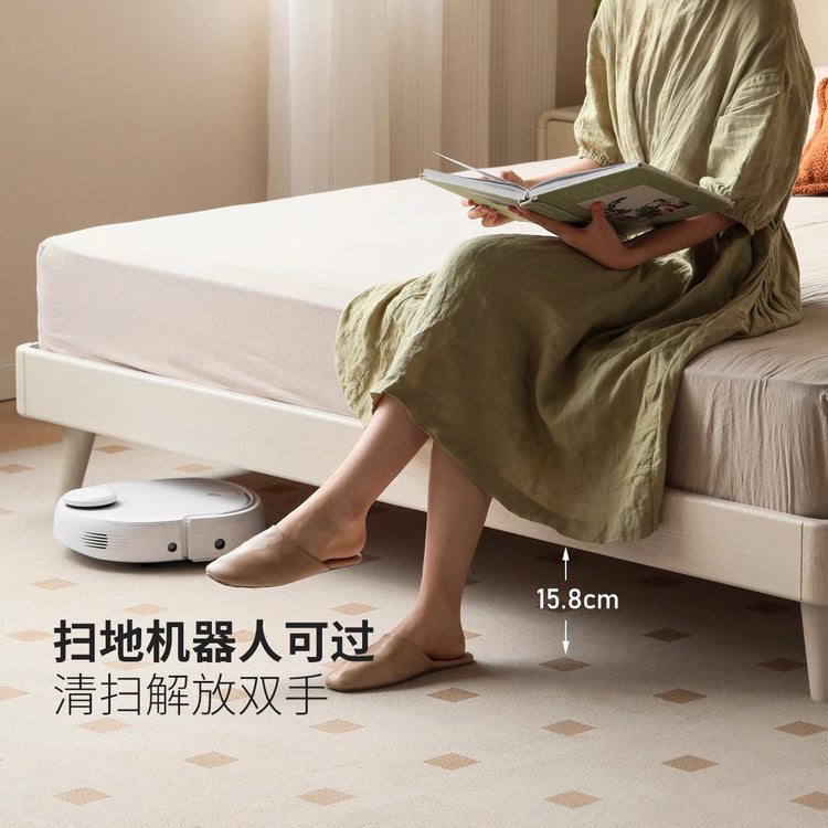 实木软包床卧室简约白色科技布琴键双人大床