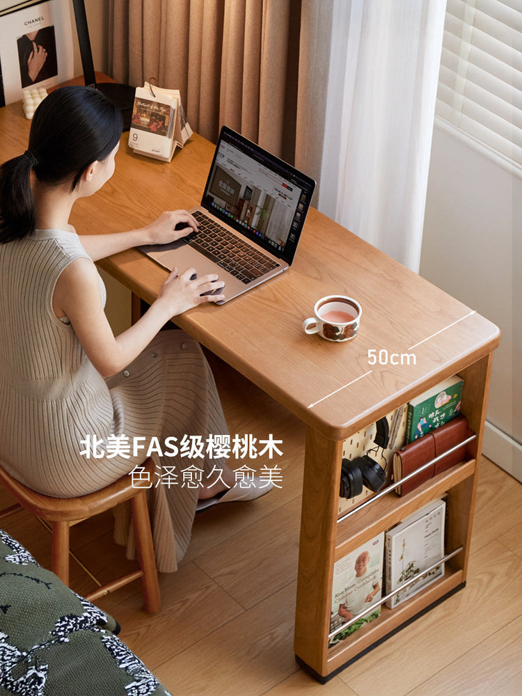 实木中古风书房转角书桌樱桃木办公桌复古电脑桌